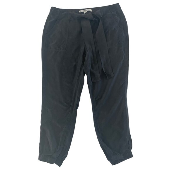 Marrakech Teri Tie Waist Cupro Silk Jogger Pants Black Snap Cuffs Size 29 Chic - Picture 1 of 14